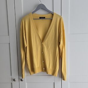 Banana Republic Yellow V-Neck Button Cardigan
